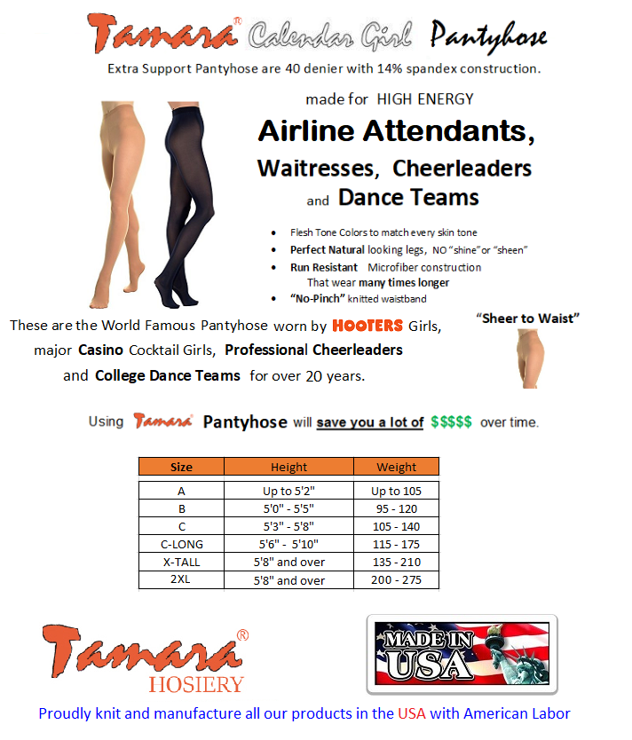 Tamara Calendar Girl Pantyhose “CONTROL TOP” with Feet – 241 Pantyhose 2  for 1 Pantyhose by Tamara Hosiery