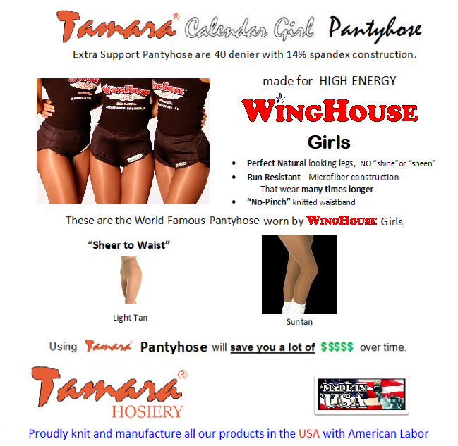 PANTYHOSE/TIGHTS BLACK Hooters Cheerleader WingHouse by TAMARA footed C long